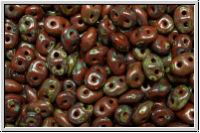 SD-13600-86805, SuperDuo Beads, brown, op., dk. picasso, 10g