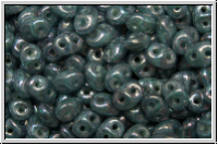 SD-61100-15001, SuperDuo Beads, green, uranium, opal, nebula, 10g