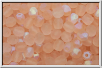 Bhm. Glasschliffperle, feuerpol., 4mm, rosaline, dk., trans., matte, AB, 50 Stk.