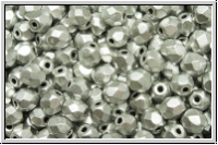 Bhm. Glasschliffperle, feuerpol., 4mm, silver, met., satin, 50 Stk.