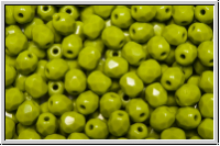 Bhm. Glasschliffperle, feuerpol., 4mm, olivine, dk., op., 50 Stk.