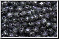 Bhm. Glasschliffperle, feuerpol., 4mm, black, op., violet, tweedy, 50 Stk.