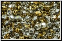 Bhm. Glasschliffperle, feuerpol., 4mm, crystal, trans., california silver, 50 Stk.