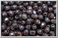 Bhm. Glasschliffperle, feuerpol., 4mm, lavender, darkest, op., nebula, 50 Stk.