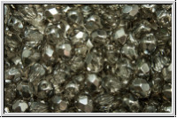 Bhm. Glasschliffperle, feuerpol., 4mm, crystal, trans., half chrome, 50 Stk.
