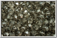 Bhm. Glasschliffperle, feuerpol., 4mm, crystal, trans., half chrome, 50 Stk.