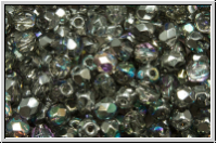 Bhm. Glasschliffperle, feuerpol., 4mm, crystal, trans., silver AB, 50 Stk.