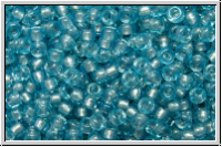 RR-11-2261, MIYUKI Rocailles, 11/0, aqua, trans., grey-ld., AB, 10g