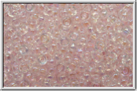 RR-11-0265, MIYUKI Rocailles, 11/0, crystal, trans., pale pink-ld., AB, 10g