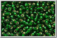 RR-11-0027, MIYUKI Rocailles, 11/0, emerald, dk., trans., silver-ld., 10g