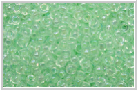 RR-11-0271, MIYUKI Rocailles, 11/0, crystal, trans., lt. mint-ld., AB, 10g
