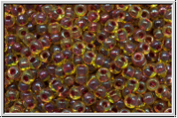 RR-11-0336, MIYUKI Rocailles, 11/0, yellow, trans., dk. rose-ld., 10g