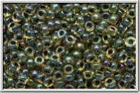 RR-11-0349, MIYUKI Rocailles, 11/0, topaz, lt., trans., navy blue-ld., 10g