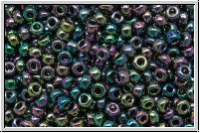 RR-11-0455d, MIYUKI Rocailles, 11/0, blue/green, dk., met., iris., 10g