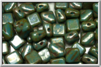 SILKY-Beads, 6x6mm, aqua, op., silver picasso, 25 Stk.