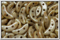 Crescent-Beads, 10x5x2,3mm, white, alabaster, honey picasso, 25 Stk.