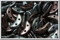 Crescent-Beads, 10x5x2,3mm, hematite/bronze, met., 25 Stk.