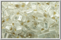 TG-11-0021f, TOHO Triangles, 11/0, crystal, trans., silver-ld., matte, 10g