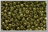 R-11-0324, TOHO Rocailles, 11/0, green, prairie, trans., gold luster, 10g
