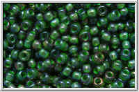 R-11-0384, TOHO Rocailles, 11/0, montana, trans., green-ld., AB, 10g