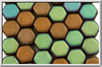 2-Loch-Honeycomb-Beads, 6mm, crystal, trans., glittery bronze, matte, 30 Stk.
