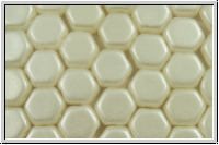 2-Loch-Honeycomb-Beads, 6mm, white, alabaster, white pastel, 30 Stk.