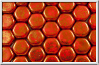 2-Loch-Honeycomb-Beads, 6mm, orange, lt., op., picasso, 30 Stk.