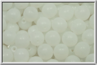 bhm. Glasperle, rund, 6mm, white, alabaster, 25 Stk.