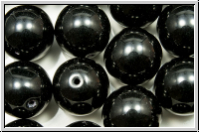 bhm. Glasperle, rund, 12mm, black,op., 1 Stk.