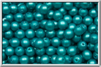 bhm. Glasperle, rund, 4mm, white, alabaster, turquoise pearl, matte, 50 Stk.