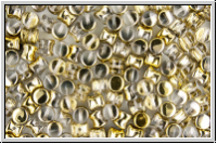 Diabolo-Beads, 5x5mm, crystal, trans., half brass, 25 Stk.