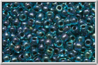 R-11-0248, TOHO Rocailles, 11/0, aqua, trans., black-ld., 10g