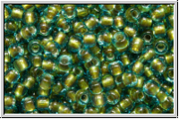 R-11-1014, TOHO Rocailles, 11/0, aqua, trans., gold met.-ld., 10g