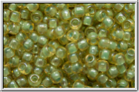 R-11-1848, TOHO Rocailles, 11/0, topaz, lt., trans., blue mint-ld., AB, 10g