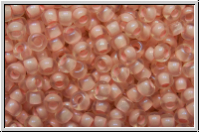 R-11-0191f, TOHO Rocailles, 11/0, crystal, trans., soft pink-ld., matte, AB, 10g