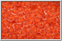 R-11-0803f, TOHO Rocailles, 11/0, crystal, trans., neon salmon-ld., matte, 10g