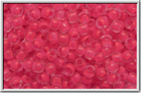 R-11-0971, TOHO Rocailles, 11/0, crystal, trans., neon pink-ld., matte, 10g