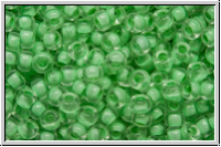 R-11-0975, TOHO Rocailles, 11/0, crystal, trans., lt. green-ld., matte, 10g