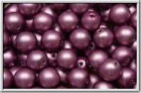 bhm. Glasperle, rund, 6mm, white, alabaster, lt. burgundy pearl, matte, 25 Stk.