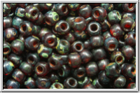R-11-0316fY, TOHO Rocailles, 11/0, ruby, siam, trans., picasso, matte, 10g