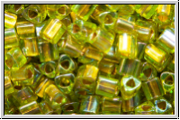 TG-11-0996, TOHO Triangles, 11/0, peridot, trans., gold-ld., AB, 10g