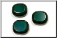 bhm. Glasperle, table cut, Rechteck, 17x16mm, jade green, dk., op., picasso, 3 Stk.