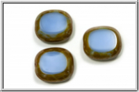 bhm. Glasperle, table cut, Rechteck, 17x16mm, sapphire, lt. op., picasso, 3 Stk.