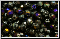 Bhm. Glasschliffperle, feuerpol., 4mm, black, op., half volcano, 50 Stk.