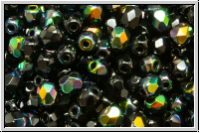 Bhm. Glasschliffperle, feuerpol., 4mm, black, op., venus luster, 50 Stk.