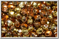 Bhm. Glasschliffperle, feuerpol., 4mm, crystal, trans., california gold rush, 50 Stk.