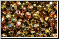 Bhm. Glasschliffperle, feuerpol., 4mm, crystal, trans., california pink, 50 Stk.