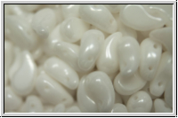 ZoliDuo-Beads, 5x8mm, left, white, alabaster, white iris. sfinx, 25 Stk.