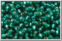 RR-11-1424, MIYUKI Rocailles 11/0, teal (dyed), trans., silver-ld., 10g