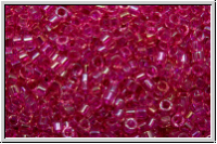 DB1743, MIYUKI Delica, 11/0, crystal, trans., hot pink-ld., AB, 5g